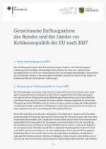 Gemeinsame Stellungnahme  des Bundes und der Länder zur  Kohäsionspolitik der EU nach 2027 (Dez. 2024)